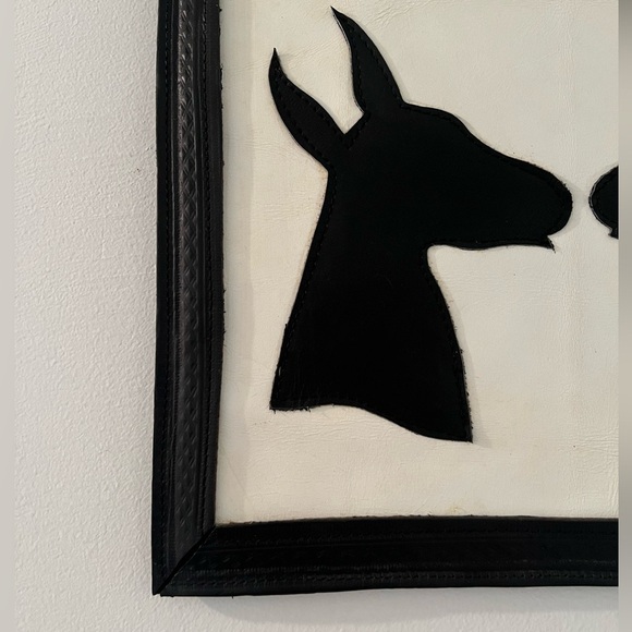 Vintage Long Hollow Leather Art Wall Hanging Picture Handmade - Picture 2 of 6